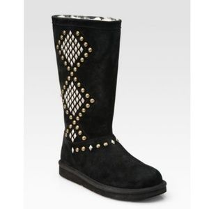UGG Avondale Studded Knee High Shearling Suede Boot with Zipper NWOT